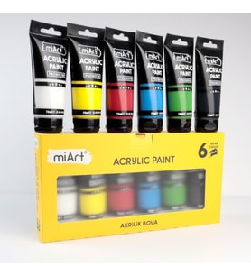 Miart Akrilik Boya Tüp 6 Renk x 75 ml
