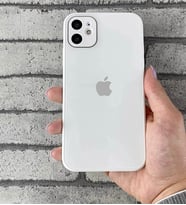 Apple iPhone 11 Uyumlu Kamera Korumalı Cam Kılıf (Beyaz)