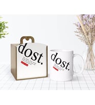BK Gift Kişiye Özel Ahşap Kutuda Dost Anlamı Tasarımlı Beyaz Kupa Bardak-1