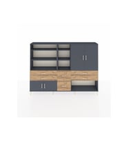 Arges Dolap 10 Raflı 6 Çekmeceli 4 Kapaklı 220x30x163 Antrasit-Antrasit/Çam