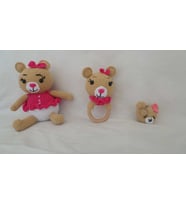 Ayıcık Bobi Uyku Arkadaşı Çıngırak ve Anahtarlık Amigurumi Organi