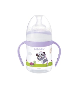 Bebedor Desenli Geniş Ağız Kulplu Biberon 150 ml 0+ Ay (B-88322) Mor