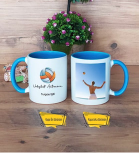 Voleybol Antrenörü Kupa Bardak Mavi Fotoğraflı