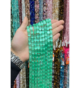 Selenit Taşı Kapsül Kesim Yeşil 8x12mm Doğal Taş Dizi