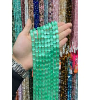 Selenit Taşı Kapsül Kesim Yeşil 8x12mm Doğal Taş Dizi
