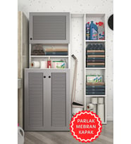 Kenzlife membran çamaşır makinesi dolabı kasparovsüpürge gribyz panjur 180*126*55-20 mebran kapak suntalam gövde banyo kapaklı arkalıksız (Beyaz-Gri)