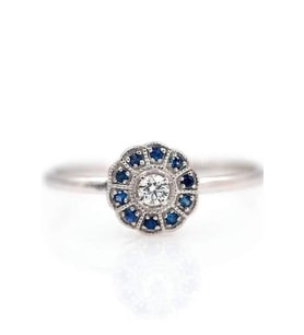 HİTİT PIRLANTA BLUE TOPAZ VİNTAGE TEK TAŞ  EVLİLİK TEKLİF YÜZÜĞÜ - AK1099