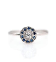 HİTİT PIRLANTA BLUE TOPAZ VİNTAGE TEK TAŞ  EVLİLİK TEKLİF YÜZÜĞÜ - AK1099
