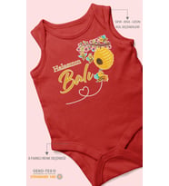 Halasının Balı Baskılı Bebek Zıbını – Çıtçıtlı Body 8 Renk  %100 Pamuk Sıfır Kol (Kırmızı)