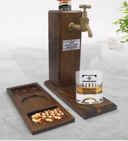 BK Gift Kişiye Özel İsimli Viski Bardağı & Musluklu Doğal Ahşap İçki Standı & Masif Ahşap Dikdörtgen Sunum Tabağı Çerezlik Hediye Seti-21