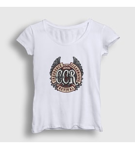 Presmono Kadın Beyaz Ccr Creedence Clearwater Revival T-Shirt 489589tt (Beyaz)