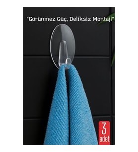 3 lü Şeffaf Kendinden Yapışkanlı Duvar Askısı – 5.5 x 3.2 cm  İz Bırakmaz, Güçlü Tutuş