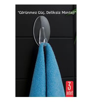 3 lü Şeffaf Kendinden Yapışkanlı Duvar Askısı – 5.5 x 3.2 cm  İz Bırakmaz, Güçlü Tutuş
