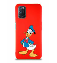 Oppo A92 Soft Premier Kapak Donald Duck-C Tasarımlı Silikon Kılıf - Kırmızı (Şeffaf)