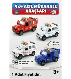 4x4 Acil Müdahale Araçları - Çek Bırak Oyuncak Araba - Polis Jandarma İtfaiye Ambulans