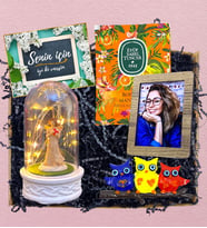 Fotoğraf, Baykuş Magnet, Islak Mendil & Işıklı Şans Melekli Fanus  Premium Set