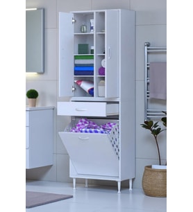 Eliusta Reli Dolap Beyaz Çok Kullanımlı 55 cm Eninde Banyo Dolabı 55x171x32,5 cm 2 Kapak 6 Raf Dolap