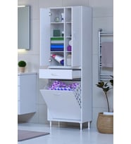 Eliusta Reli Dolap Beyaz Çok Kullanımlı 55 cm Eninde Banyo Dolabı 55x171x32,5 cm 2 Kapak 6 Raf Dolap