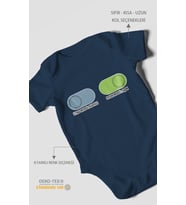 Uyku Modu Kapalı - Oyun Modu Açık  Baskılı Bebek Zıbını – Çıtçıtlı Body 8 Renk  %100 Pamuk Kısa Kol (Lacivert)
