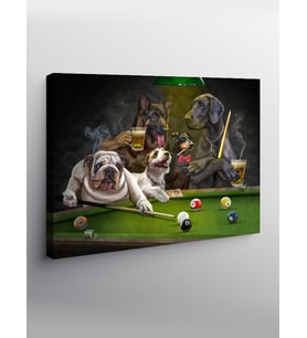 Kanvas Tablo Bilardo Oynayan Köpekler