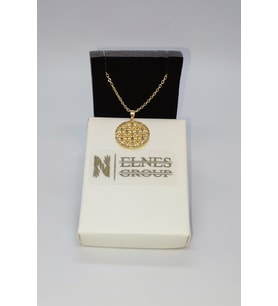 ELNES GOLD RENK ZİRKON TAŞLI HALKA İÇİNDE RENKLİ PAPATYALI KOLYE