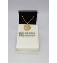 ELNES GOLD RENK ZİRKON TAŞLI HALKA İÇİNDE RENKLİ PAPATYALI KOLYE