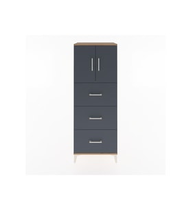 Hyperion Dolap 2 Raflı 3 Çekmeceli 2 Kapaklı 60x44x163 Çam-Antrasit
