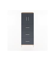 Hyperion Dolap 2 Raflı 3 Çekmeceli 2 Kapaklı 60x44x163 Çam-Antrasit