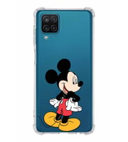 Samsung Galaxy A12  Köşe Korumalı Antişok Kapak Mickey Mouse Tasarımlı Şeffaf  Kılıf