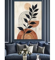 Boho Tarzı Minimalist Yaprak Tasarımı Dekoratif Kanvas - Mdf Ahşap Tablo
