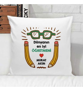 Öğretmenlere Özel Baskılı Yastık - Model 16 (Beyaz)