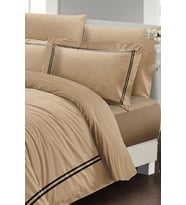 Çift Kişilik ( Lastikli Çarşaflı ) %100 Pamuk Saten Nevresim Takımı Luxury Pamuk Saten Kahve
