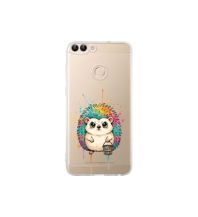 Huawei P Smart ile Uyumlu Splash Kirpi Tasarımlı Şeffaf Silikon Kılıf
