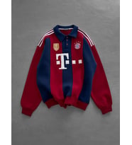 OVERSIZE ŞARDONLU SWEAT - BAYERN MUNIH - ARSENAL - MILAN DÜĞMELİ YAKA KALİTELİ SWEATSHIRT (Mavi)
