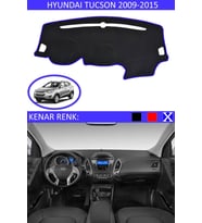 Hyundai Tucson 2009-2015 Için Uygun Torpido Koruma Halısı Siyah Kenar Renk Mavi