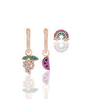 Gümüş rose zirkon taşlı  kombin üçlü küpe seti SGTL11639ROSE
