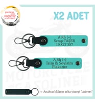 Motor Plakan ve İsmin Anahtarlığında! İsim Plaka ve A Rh (+) Kan Grubu x2 Anahtarlık, Turkuaz-Laci