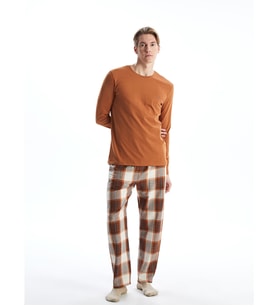 LC WAIKIKI Kahverengi Standart Kalıp Erkek Pijama Takımı