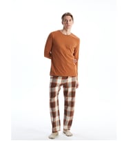 LC WAIKIKI Kahverengi Standart Kalıp Erkek Pijama Takımı