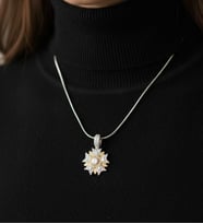 Gold Detaylı Güneş Kolye (Gümüş)