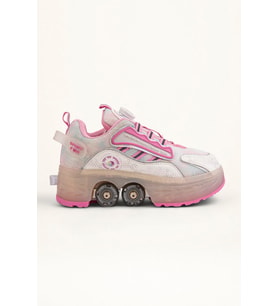 Pembe 4 Tekerlekli -Teker Işıklı -İçe Kapanmalı Tekerlekli Paten Spor Ayakkabı - Tekerlekli Sneakers Seferi