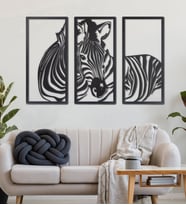 Gowpenart 3 Parça Zebra Ev&ofis Metal Duvar Tablosu- 69x107 Cm