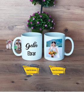 Gelin Kupa Bardak Beyaz Fotoğraflı Düğün Hediyesi