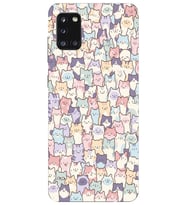 Samsung Galaxy A31 Uyumlu Sevimli Kediler Desenli Şeffaf Telefon Kılıfı