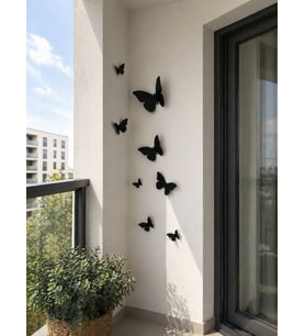 Siyah Kelebek Duvar Dekoru 8’li Ev Dekorasyonu Hediye Alternatifi Salon Balkon Duvar Süsü