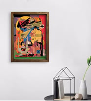 BK Gift Modern Soyut Tasarımlı Doğal Masif Ahşap Çerçeveli Tablo 45x65cm-8