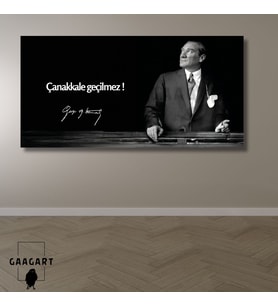 Panoramik Kanvas Makam Panosu Atatürk Sözleri Çanakkale Geçilmez!