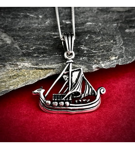 Viking Gemisi Gümüş Kolye 925 Ayar Gümüş Viking Gemisi Unisex Kolye Taşsız Gümüş Kolye