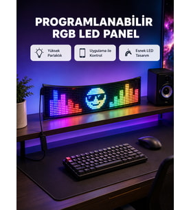 RGB LED Panel – Çok Renkli, Kumandalı, USB Bağlantılı Yazı ve GIF Gösterimli Akıllı Lamba