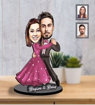 Kişiye Özel Sevgili Karikatürlü İki Katmanlı Ahşap Biblo Model 11